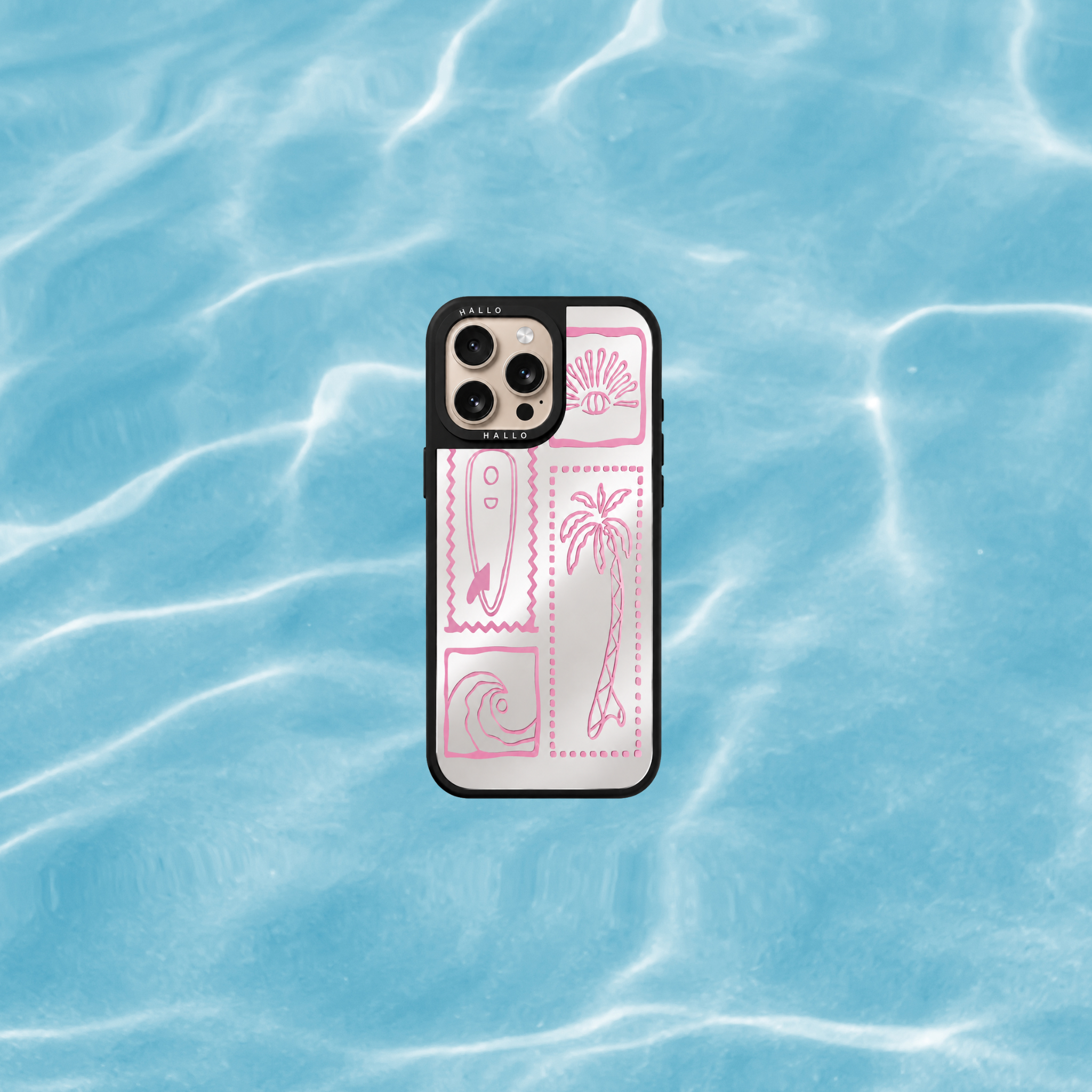 Coque personnalisable HALLO Miroir Modèle Surf Paradise